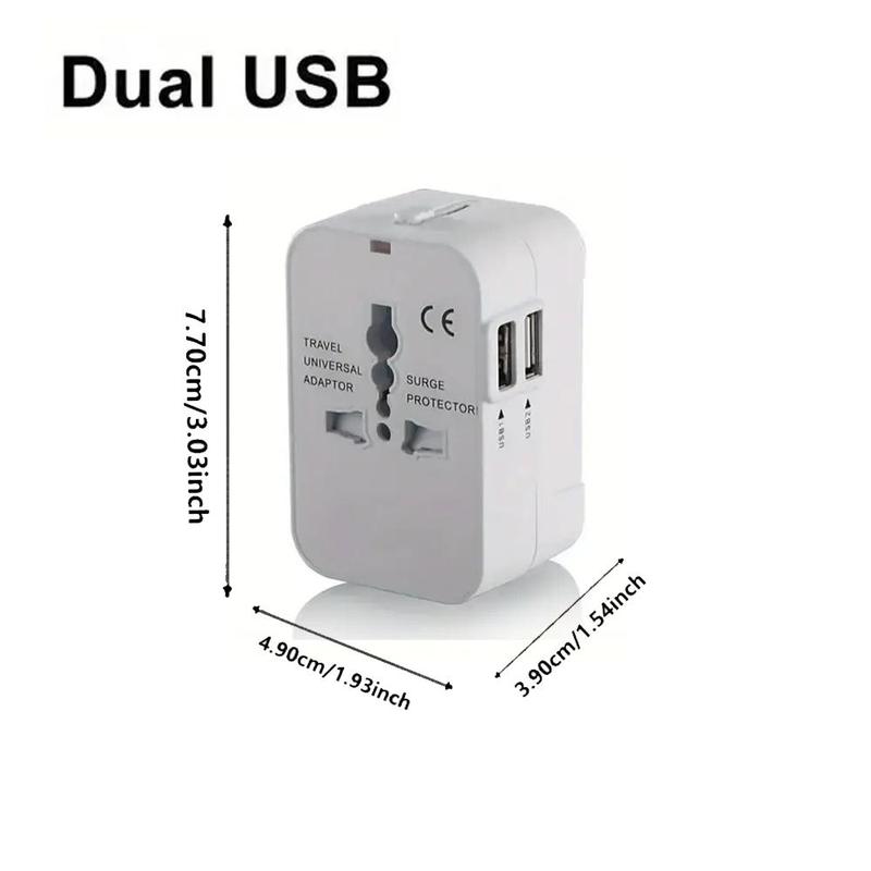 Universal Travel Plug Adapter, Multifunctional Wall Charger With Dual USB USB+Type-C Port For Worldwide Travel Use