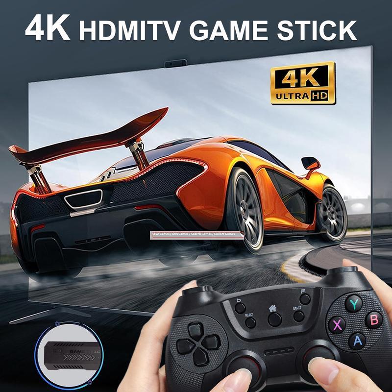 X2 PRO 128G Retro Game Stick, Pre-loaded with 40,000+ Classic Games, 40+ Simulators, 4K HDMI HD Output, Dual 2.4G Wireless Controllers, Plug & Play Adapter Cable 128 g Console Gamepad