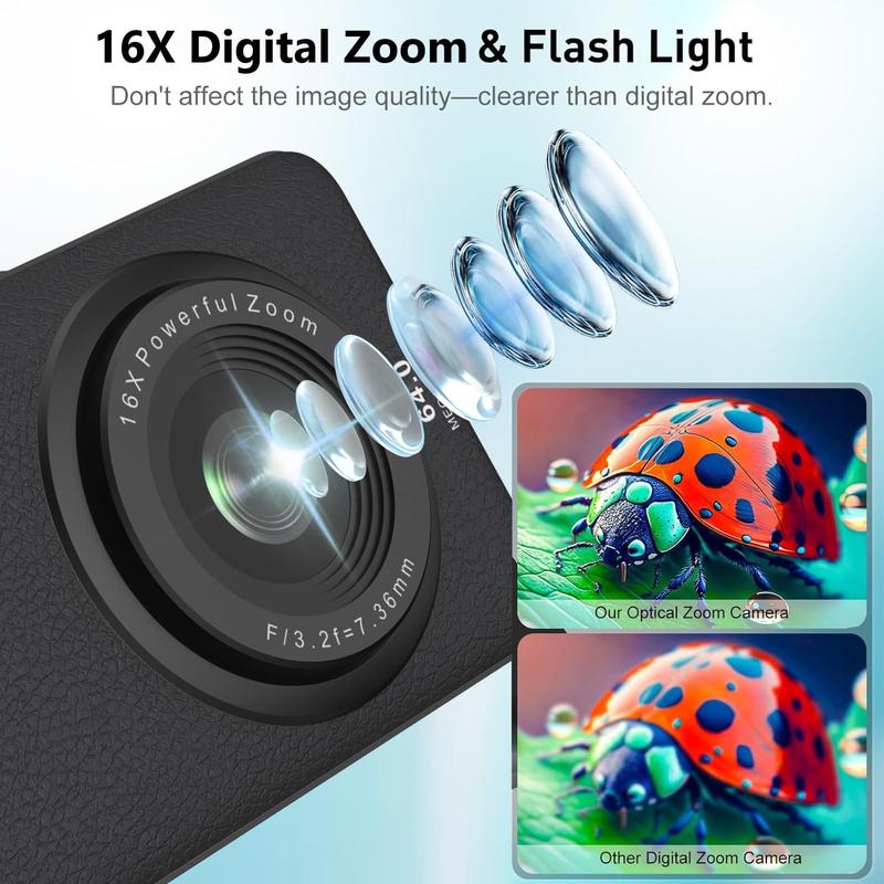 1080p vintage digital camera with 16x automatic digital zoom, suitable for beginners and teenagers