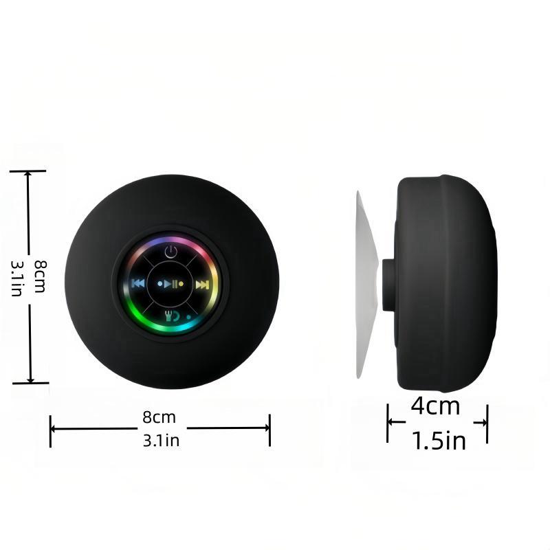 Waterproof Speaker, Portable Suction Cup Speaker with LED Light, Rechargeable Bluetooth-compatible Speaker for Home, Bathroom, Outdoor