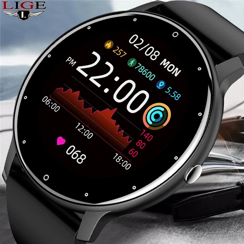 Lige 2023 new smart watch men full touch screen sport fitness watch IP67 waterproof Bluetooth for Android iOS smartwatch men + box