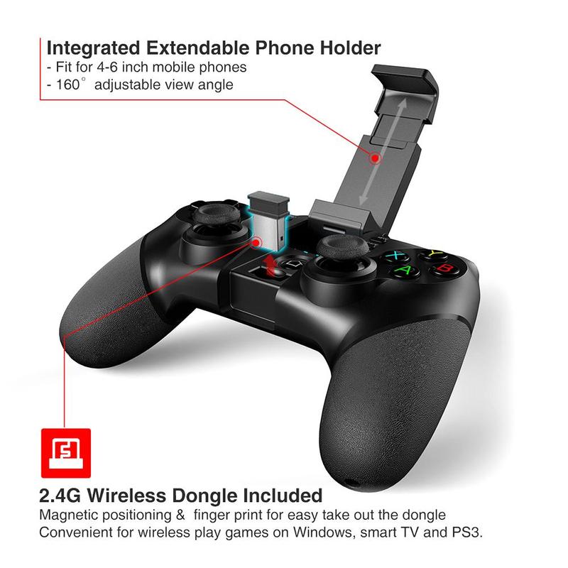 Wireless Gamepad, 2.4G Wireless Game Controller with Receiver, Gamepad for iPhone Android PC Playstation 4 3 PS4 PS3 Nintendo Switch, Gaming Console Accessories, Stocking Fillers Gift