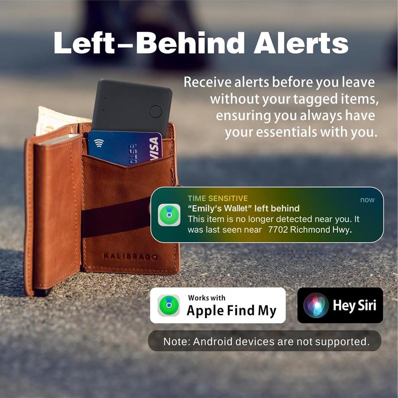 Wallet Tracker Card, Wireless Charging Wallet Finder. Works with Apple Find My (iOS Only), Item Tracker for Wallet, Luggage Tags, Phone, Passports and More, Waterproof