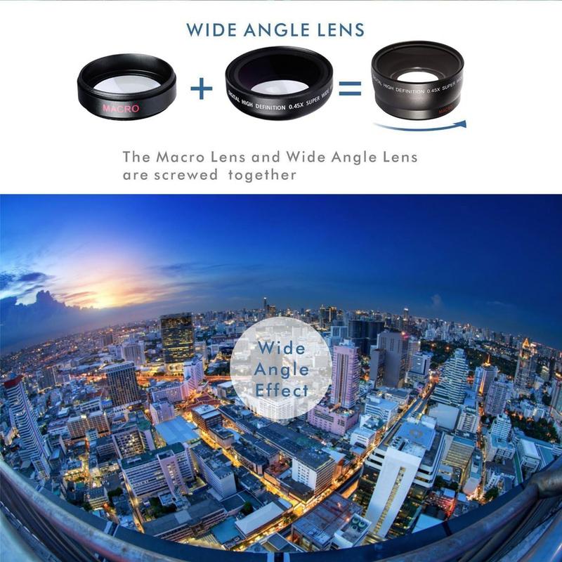 (Premium mobile phone accessories) 2-in-1 professional Universal Smartphone HD camera lens kit (Super Wide Angle & macro lens) for iPhones 15, iPhone 15 Pro, Pro Max, iPhone 14, iPhone 14 Pro and iPhone 14, all smartphones