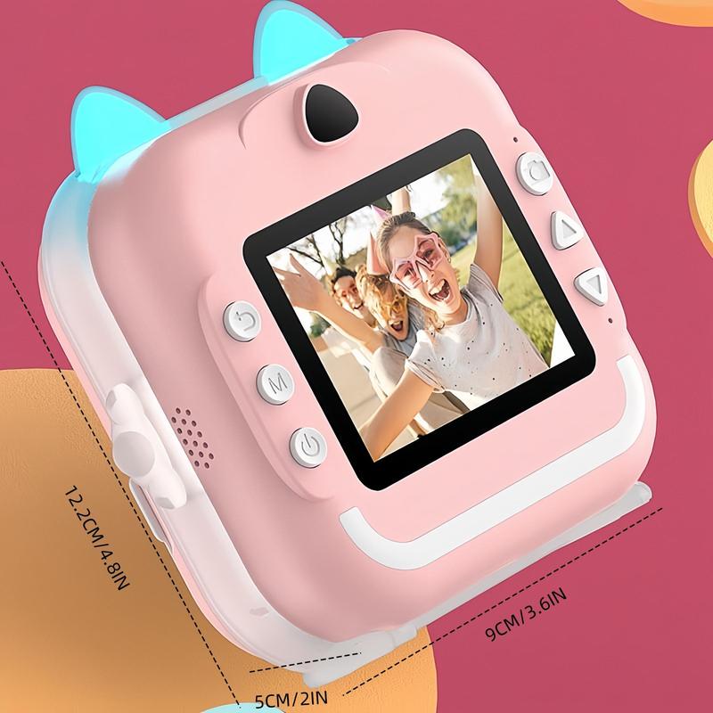 48Megapixel Instant Print Camera, Camera with 1080P Self-Timer, 8x Digital Zoom, Printable Paper & HD Screen, DIY Creative Gifts for 3 - 12 Years Old