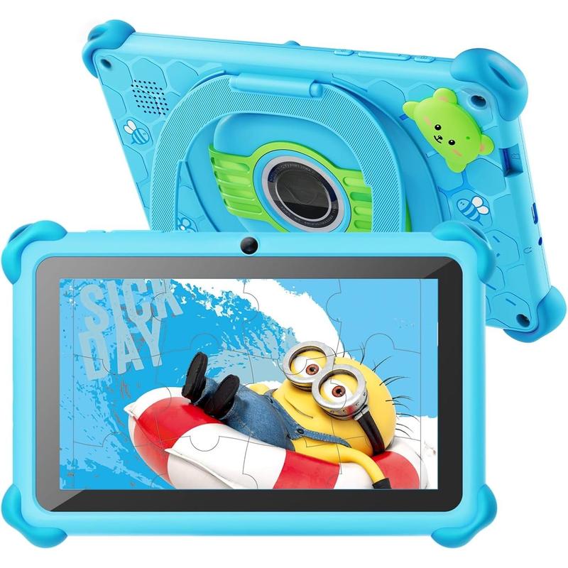 Tablet 7 inch  Tablet for  32GB  Android Tablet with Case WiFi , GMS, Parental Control, Dual Camera for Boys Girls Educational  Preinstalled, Blue