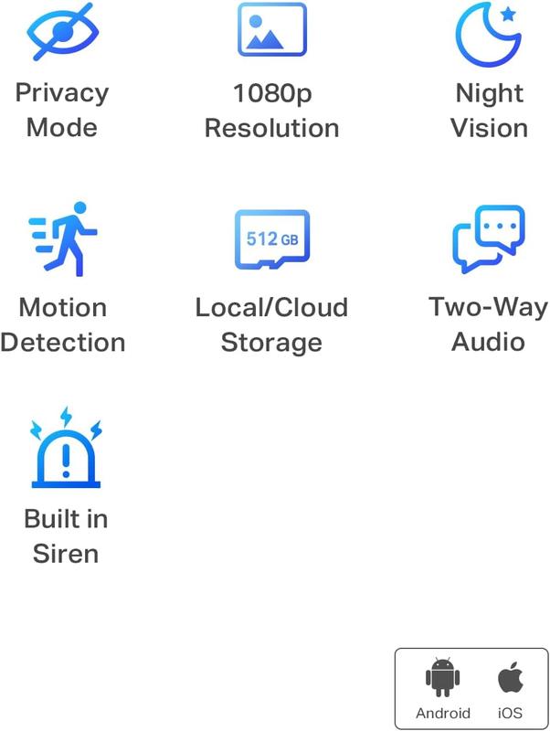TP-Link Tapo 1080P Indoor Security Camera Monitor, Dog Camera w Motion Detection, 2-Way Audio Siren, Night Vision, Cloud & SD Card Storage,