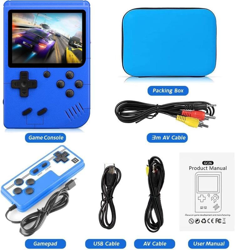 Handheld Game Console for Kids Adults, Game Boy Portable Retro Game Console with 400 Classic Arcade Video Games 3 Inch Color Screen Rechargeable  (Blue)