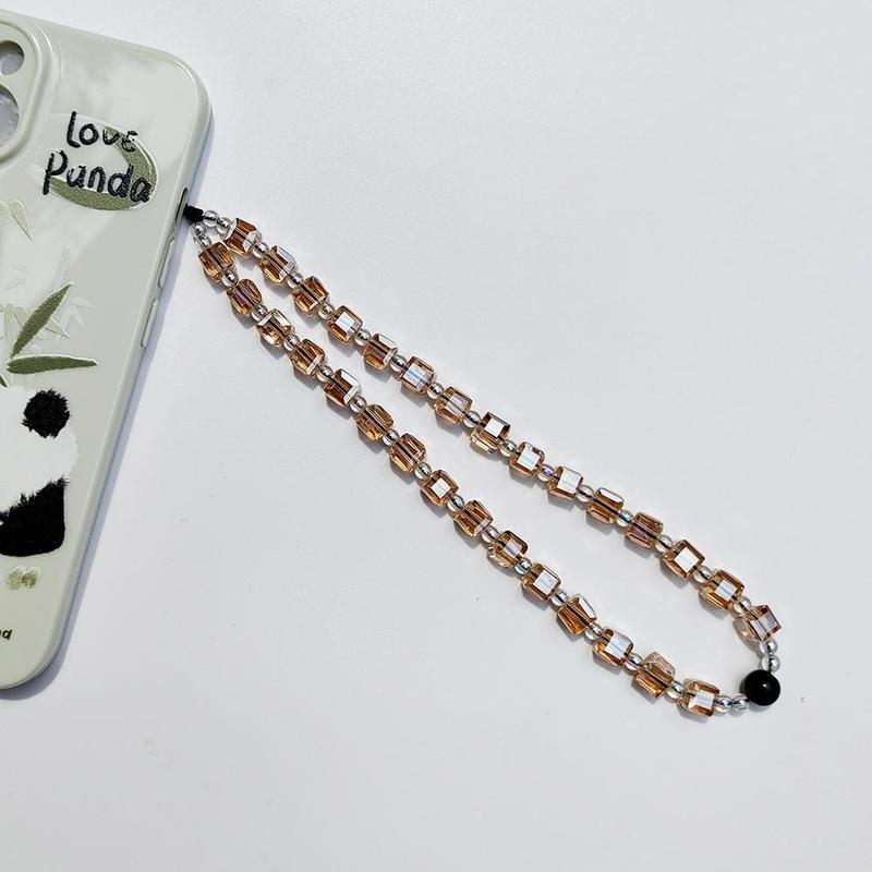 Cube Artificial Crystal Mobile Phone Chain, Colorful Beaded Mobile Phone Lanyard, Anti-lost Mobile Phone Decoration