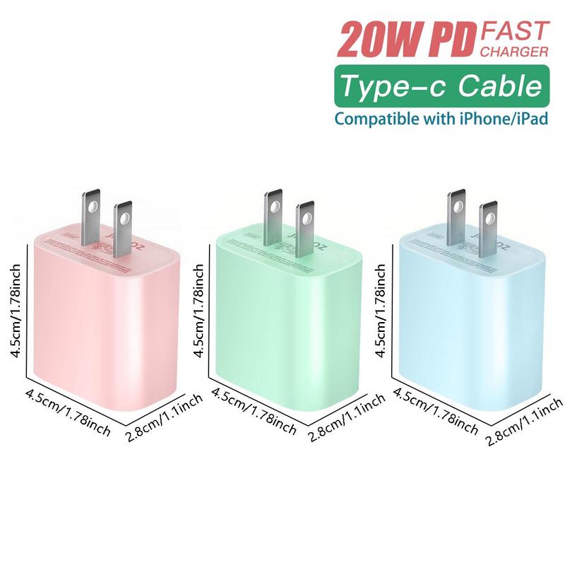 PD 20W Fast Charging Head Kit, Type C Charger Head, Reliable Fast Charging Head for iPhone iPad