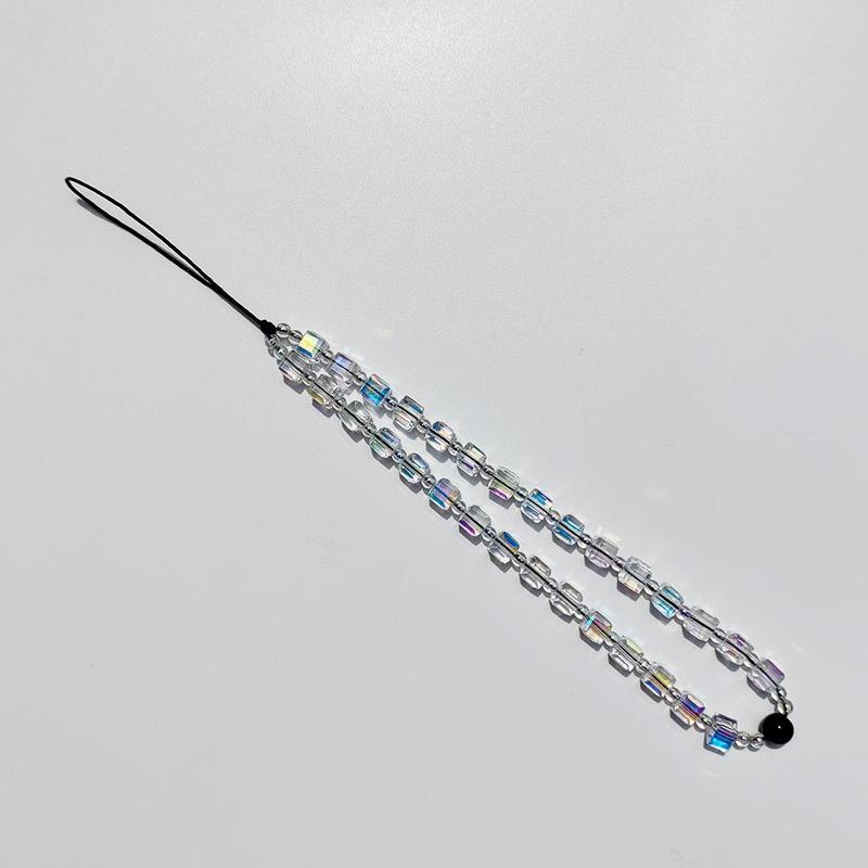 Cube Artificial Crystal Mobile Phone Chain, Colorful Beaded Mobile Phone Lanyard, Anti-lost Mobile Phone Decoration