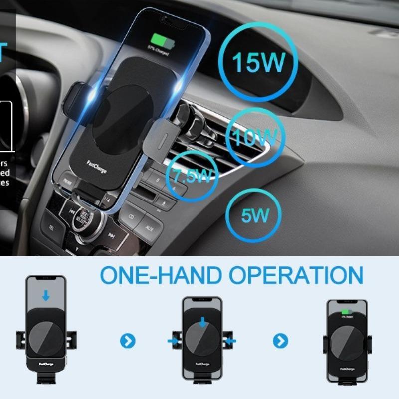 Car Phone Holder, Wireless Car Charger with Automatic Clamping Function, Auto Sensing Car Wireless Charger Phone Holder, Car Accessories for Travel