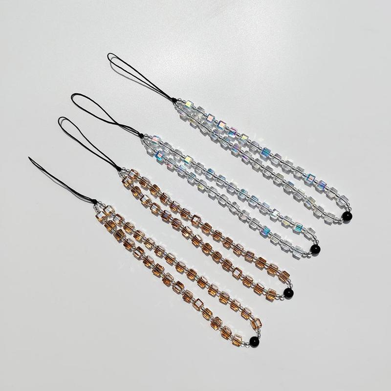 Cube Artificial Crystal Mobile Phone Chain, Colorful Beaded Mobile Phone Lanyard, Anti-lost Mobile Phone Decoration