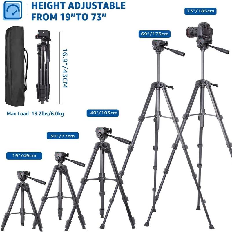 Professional Camera Tripod, Camera Tripod with Phone Holder, Portable Tripod for Photography & Video Recording, Camera Accessories