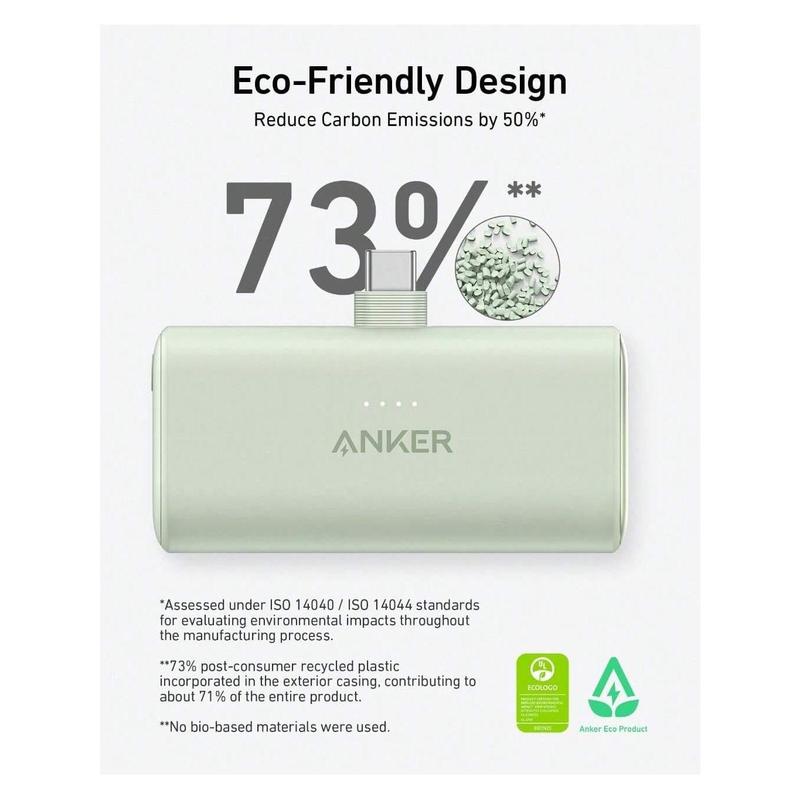 2024anker Anker Nano Power Bank With Built-In Foldable USB-C Connector, 5000mAh Portable Charger 22.5W, For IPhone 15 15 Plus 15 Pro 15 Pro Max, Samsung S22 23 Series, Huawei, IPad Pro Air, AirPods, And More