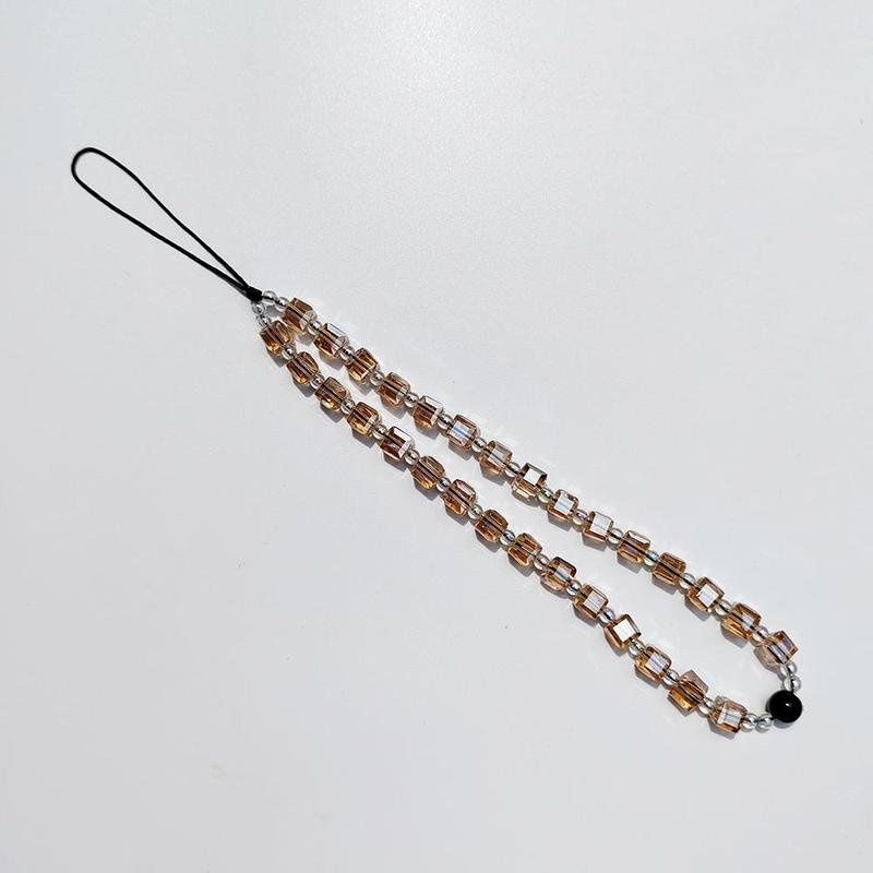 Cube Artificial Crystal Mobile Phone Chain, Colorful Beaded Mobile Phone Lanyard, Anti-lost Mobile Phone Decoration