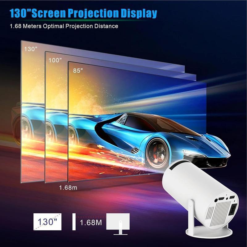 4K Mini Projector 10000 Lumen LED 1080P WiFi Bluetooth UHD Portable Home Theater Android Audio Wireless Remote Hdmi Cable Adjustable Automatic Remote Control Usb Watch Screen