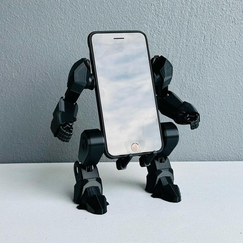 BLACK EXO MOBILE ROBOT SUIT PHONE STAND FOR APPLE IPHONE ANDROID GOOGLE SAMSUNG 3D PRINTED PLA HEAVY DUTY Accessories Holder Smartphone Mount Cellphone