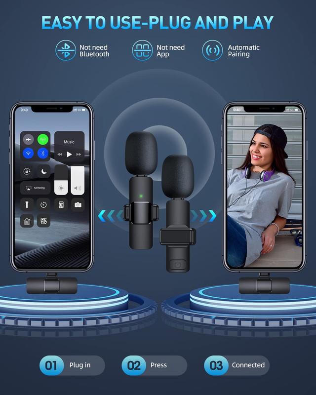 Portable Wireless Lavalier Microphone,Clip-On Audio Magic: Wireless Lavalier Mic for Smartphones & Laptops Charging Bluetooth