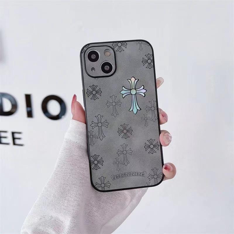 Gradient Laser Illuminated Cross Anti-Drop Phone Case for iPhone 16 15 14 13 12 11 Pro Max, Premium Leather Back Panel for 16 15 Plus, Shockproof Protective Cover for Smartphones Protection Cellphone protection phone