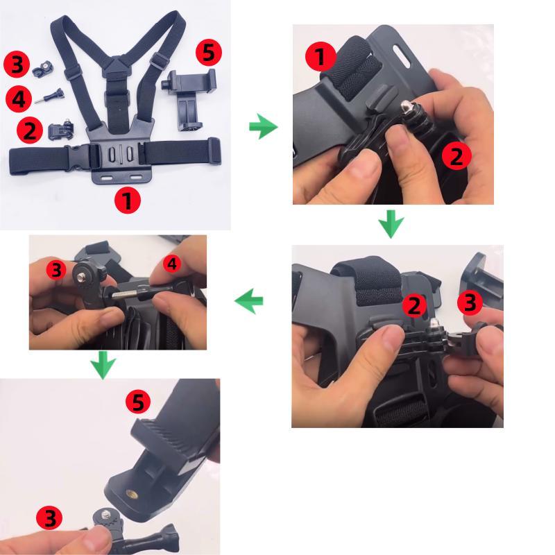 1 Set Sports Camera Chest Strap, Adjustable Sports Camera Chest Strap Mount Compatible With GoPro & SUPTig Sports DV, Sports Camera Accessories For Outdoor Cycling Climbing