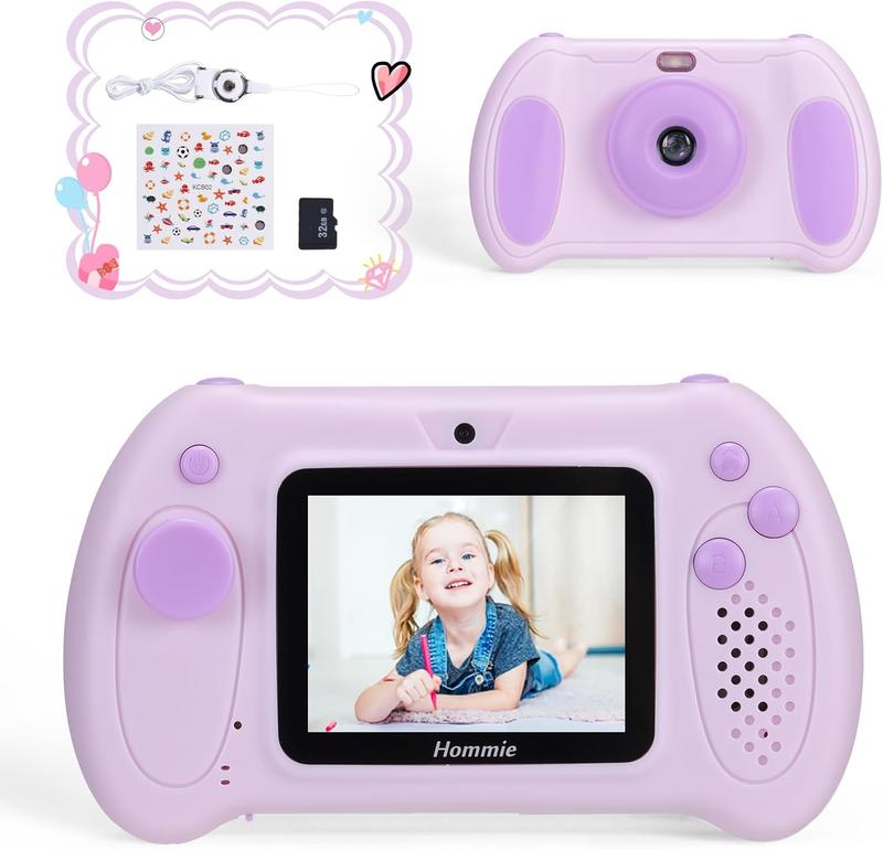 Children's Camera [2.4-inch Large Screen & 40 Million High Pixels] Kids digital camera with 32G MP3 Music, 1080P 2.5K UHD Video,8x Zoom, USB Rechargeable, Selfie Game Toy Camera for Girls over 4 Years Old Birthday Christmas Gift portable mini camera