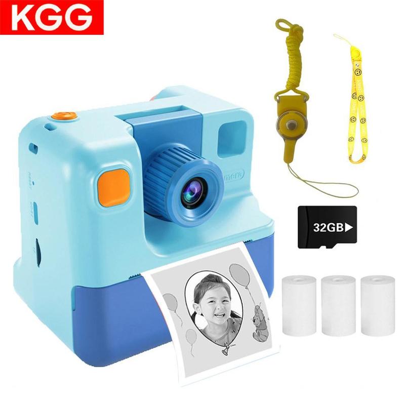 KGG Instant Camera, 1 Count Rechargeable Instant Camera with Thermal Papers & 32GB SD Card & Lanyard, Perfect Gift for Girls Boys Student