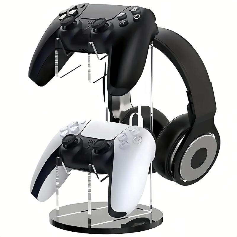 Acrylic Headphone Game Controller Holder Display Stand, Desktop Storage Bracket for PS4 5 Controller & Headphone, Console Accessories