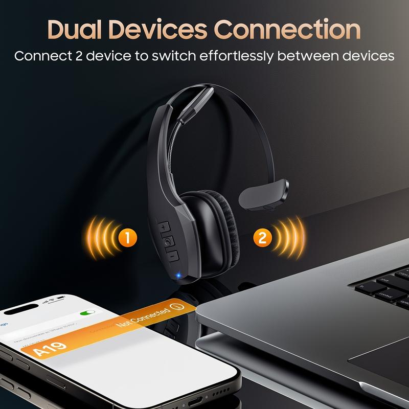 ProTruck Wireless Headset - 55Hrs Long-Lasting Battery Life, 36Hrs Uninterrupted Talking Time, Dual Noise Cancelling Microphone, Crystal-Clear Audio, Comfortable Wear, PC and Cell Phone Compatible for Truck Drivers and Gamers Wireless Foldable