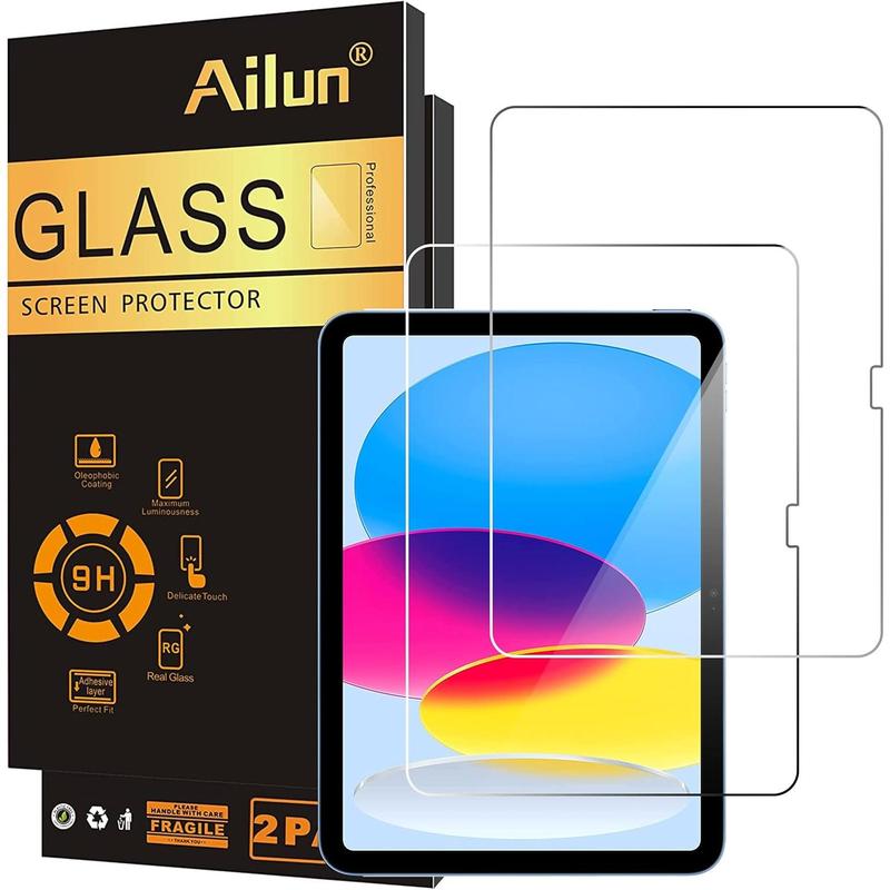 Ailun 2 screen protector for iPad 10th generation 10.9 inch display 2022 tempered glass [Face ID Apple Pencil compatible] ultra sensitive case friendly [2]