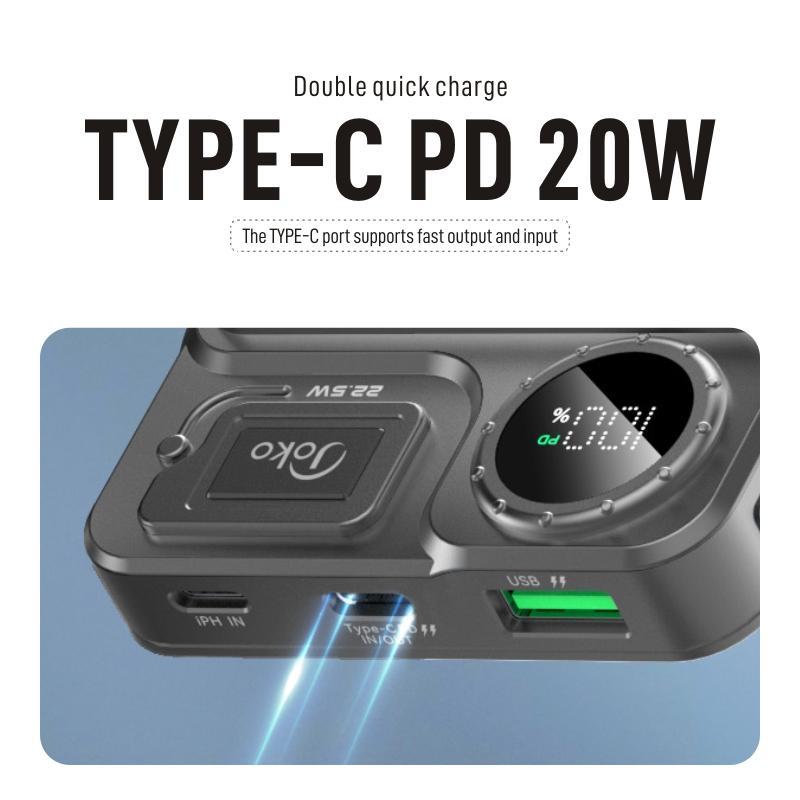 Music Festival Portable 10000mAh PD 20W Fast Charging Power Bank, USB-C & USB-A Port Ultra-thin Power Bank, Small Portable Power Bank for Home & Travel