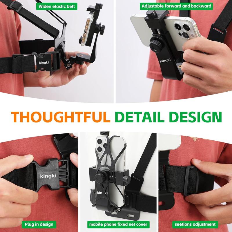 Mobile Phone Chest Mount Harness Strap Holder Cell Phone Clip Action Camera POV for Samsung iPhone Plus etc Accessories Smartphone