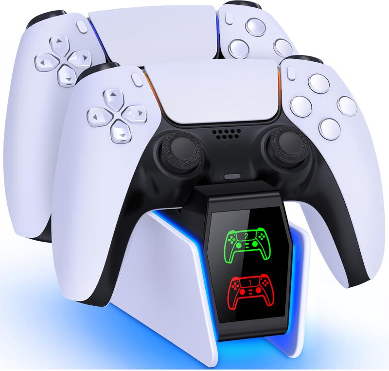 ESYWEN Dual Fast Charger Dock for PS5 Controllers with LED Indicator Charging Stand for PlayStation 5 Gamepads Accessories Console