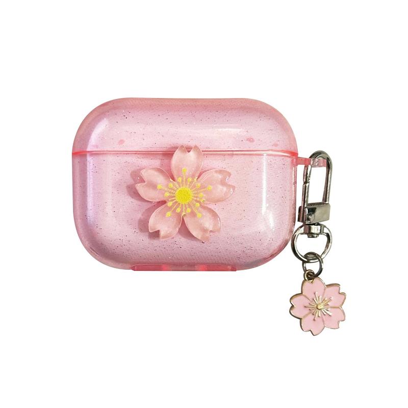 Suitable for AirPods pro1 2 3 4 glitter cherry blossom headphone protective case