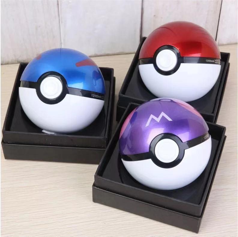 1 pack Animes Pokeball Power Bank ,Pokemon Ball Power Supply Mobile Cartoon Large-capacity Pocket Ball 12000 Mah Power Bank Anime Kawaii Pikachu Toys Birthday Gift