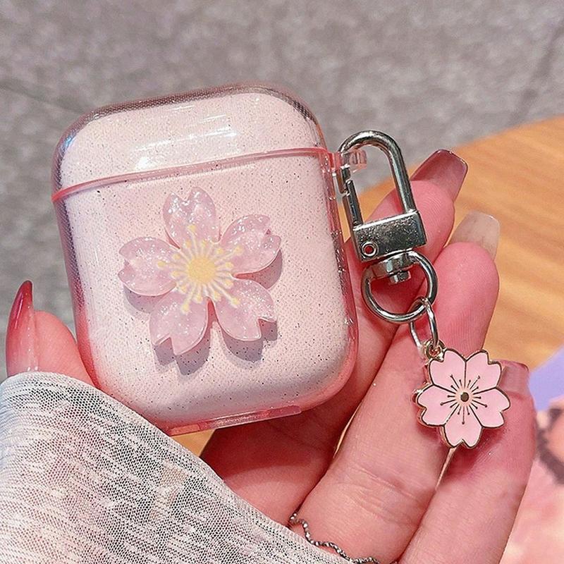 Suitable for AirPods pro1 2 3 4 glitter cherry blossom headphone protective case