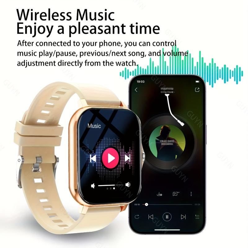 Smart Watch with Wireless Call Function, USB Charging, Working Voltage ≤ 36V, Rechargeable Lithium Polymer Battery, Multiple Sport Mode, Remind of Long-Time Sitting, Weather Forecast, Message Notification, Ultra-Thin Frameless Design, compatible with Andr