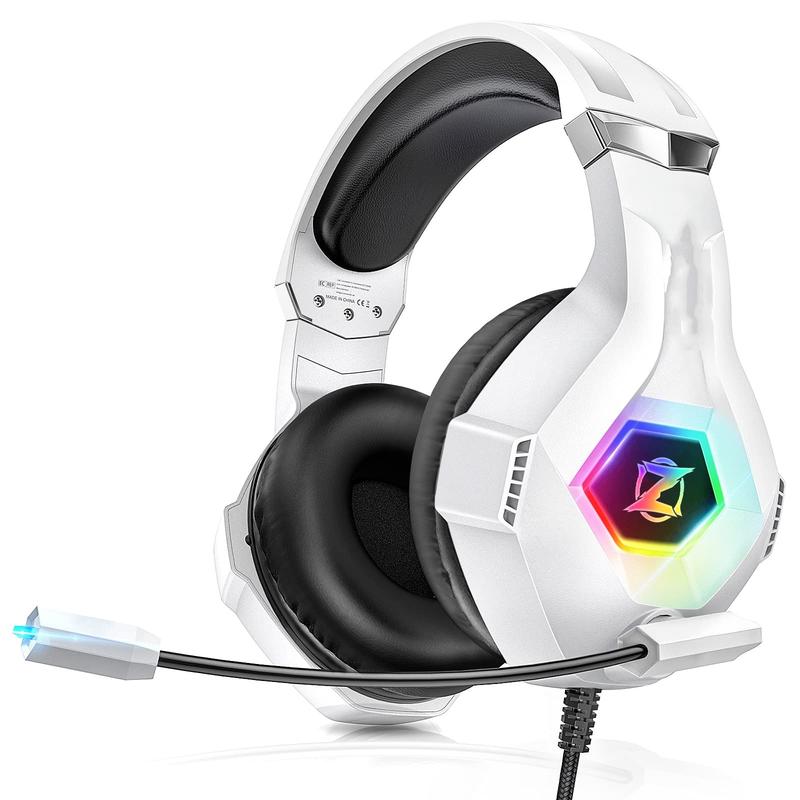 Gaming Headset for PC, Ps4, Ps5, Xbox Headset with 7.1 Surround Sound, Gaming Headphones with Noise Cancelling Mic RGB Light Over Ear Headphones for Xbox Series X S, Switch