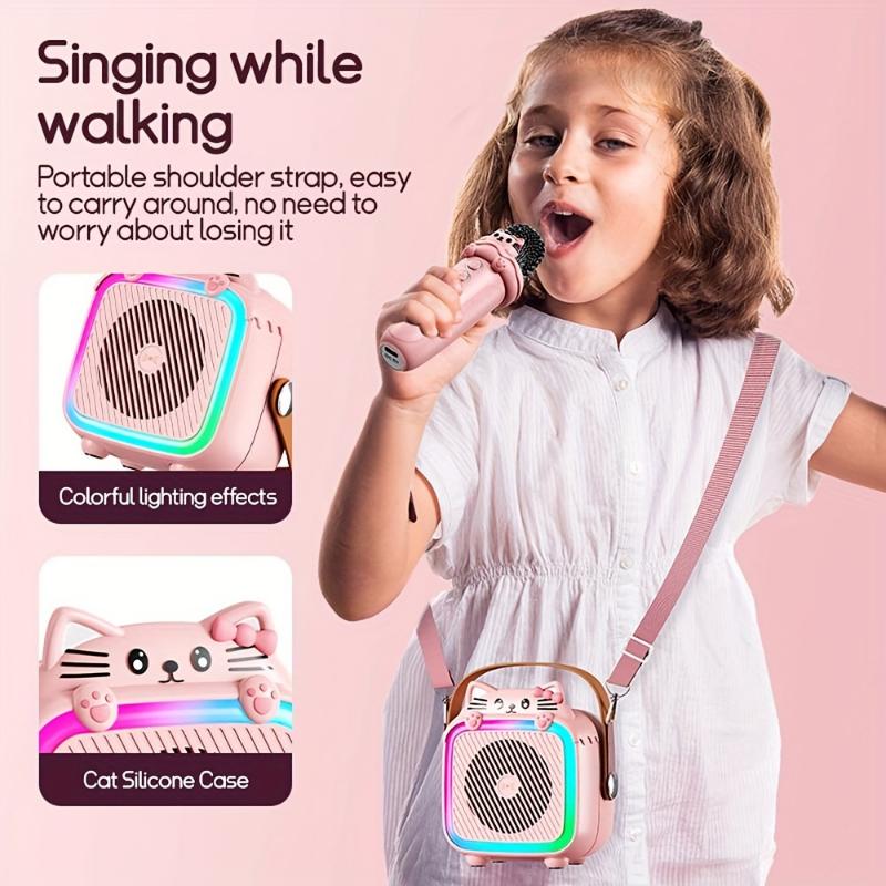 RIVGOT Portable Karaoke Set with Microphone - Pink, Ideal for Family Fun & Birthday Gifts, Includes 4 Sound Effects