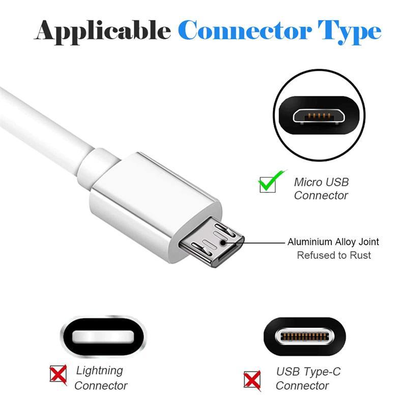 USB Port Fast Charge Data Cable, Micro USB Cable for Home Security Camera and Android Mobile Phone Tablets, 5V 2.4A, Data Transfer and Quickly Charging