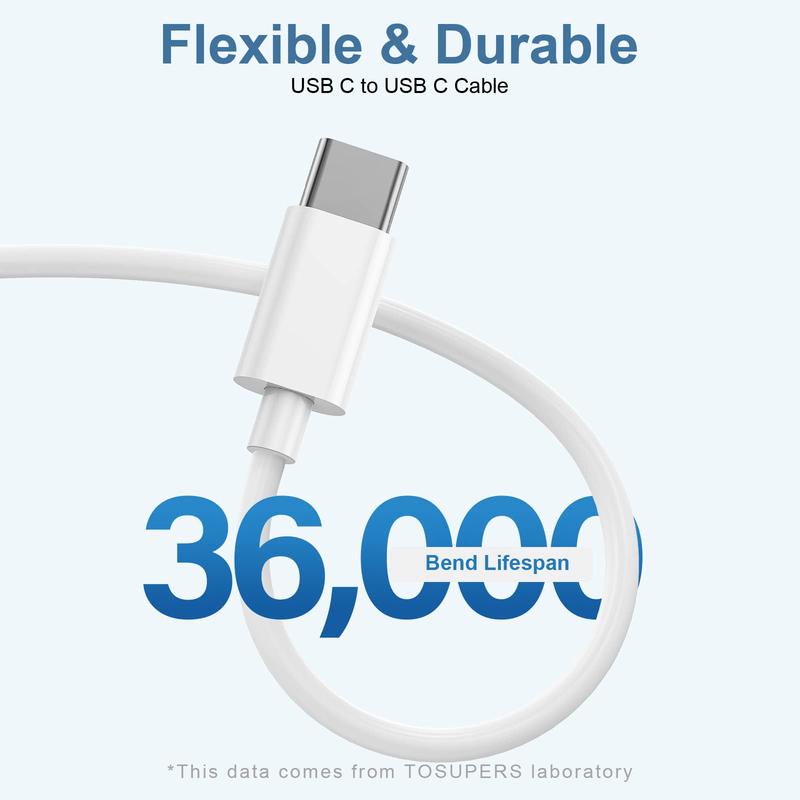 PD 30W Fast Charging USB-C Wall Plug Charger with C to C Cable Set for iPhone 15 and Samsung Android Phone--3 Sets Adapter Cord