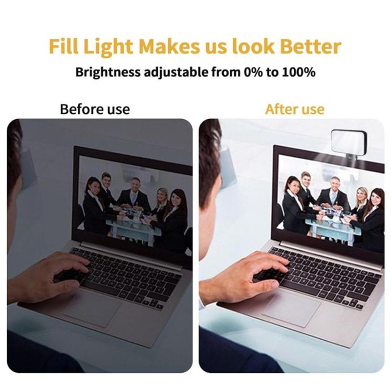 2 Modes Adjustable Brightness Portable Mini Selfie Fill Light Rechargeable Clip On For Phone Laptop Tablet Meeting Make Up