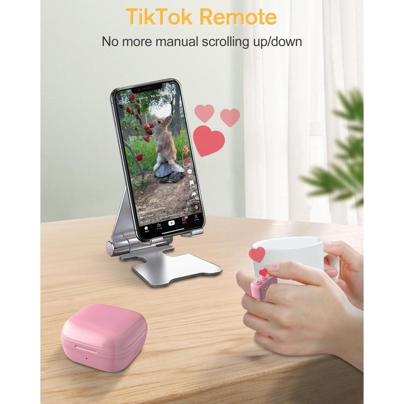 Remote Page Turner for Kindle Paperwhite, Wireless TikTok Scrolling Ring for iPhone iPad, Photo Taking Video Recording Remote - Pink