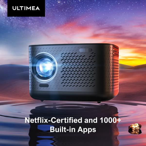 ULTIMEA 1080P  Mobile Projector for bedroom.4K Decoding.WiFi and Bluetooth.Netflix Certified.700ANSI.Dolby Audio.Screen Adaptation and Obstacle Avoidance Function.Apollo P50 .Movieprojector wireless hdmi home use.Smart projector outdoor patio projecto