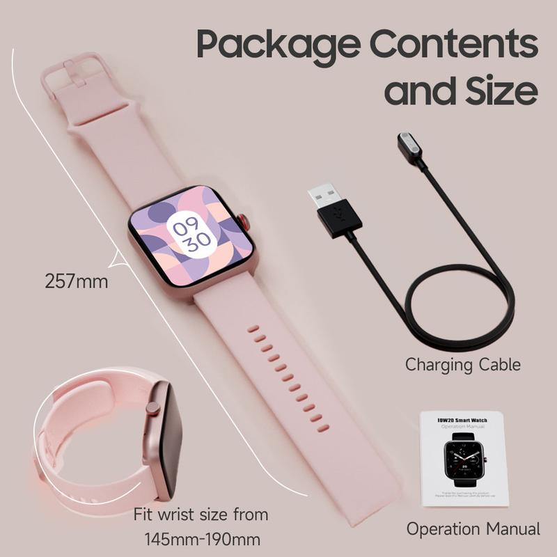 TOOBUR Fashion Smart Watch Compatible Android iOS,Fitness Sport Watch with BT Call Step Counter 100 Sports Modes IP68 Waterproof SmartWatch