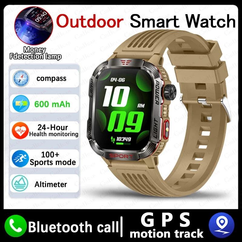 New For Huawei Xiaomi Military GPS Smart Watch Men Flashlight Compass Waterproof Outdoor Sport Tracker Bluetooth Call Smartwatch