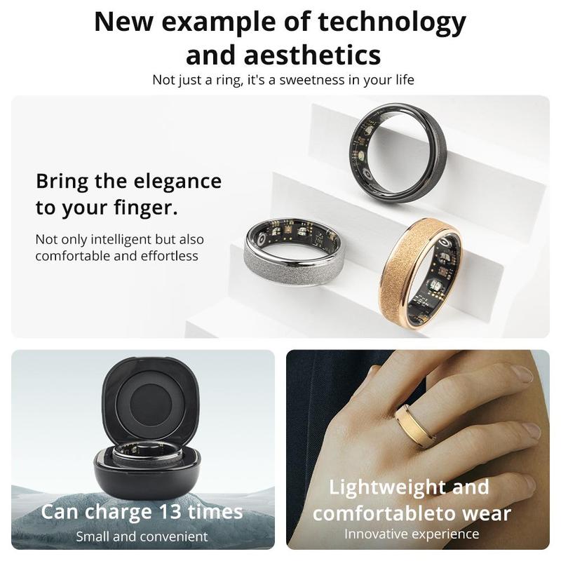 Smart Ring, 1 Set Multifunctional Smart Ring with Multiple Sports Modes, Waterproof Activity Tracker with Charging Case & USB Cable, Wearable Devices for Women & Men