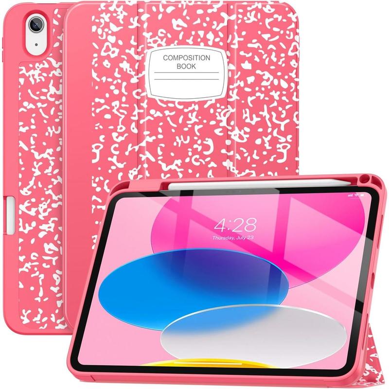 for iPad 10th Generation Case  10.9 Inch with Pencil Holder, [Premium Shockproof + Auto Sleep Wake] with Soft TPU Back Cover, Slim Trifold Stand for A2696 A2757 A2777, Book Watermelon Accessories Computer