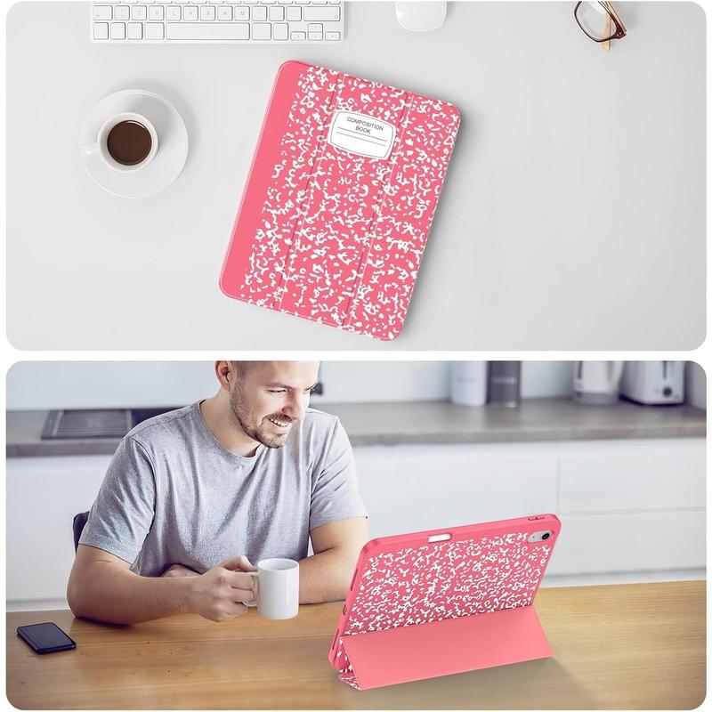 for iPad 10th Generation Case  10.9 Inch with Pencil Holder, [Premium Shockproof + Auto Sleep Wake] with Soft TPU Back Cover, Slim Trifold Stand for A2696 A2757 A2777, Book Watermelon Accessories Computer