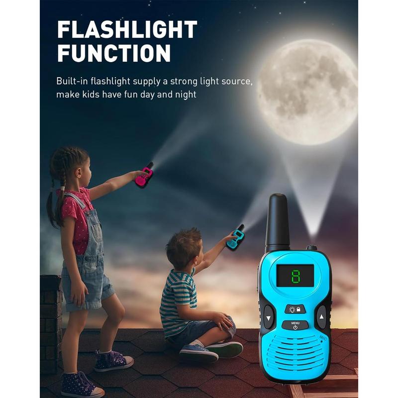 Walkie Talkies for Kids Long Range - 4 Pack Kid Walkie Talkies with Replaceable Shell Backlit LCD Flashlight 3 Miles Range - Gifts and Toys for 5-7 Year Old Boys and Girls